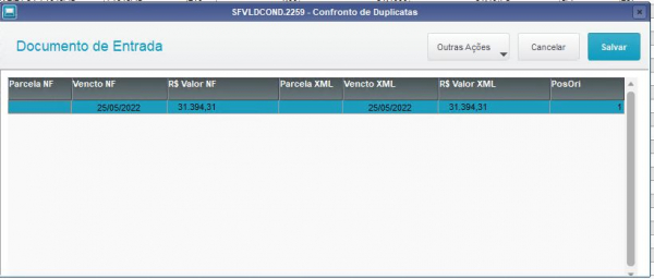 Confronto de Duplicatas ao Classificar Documento